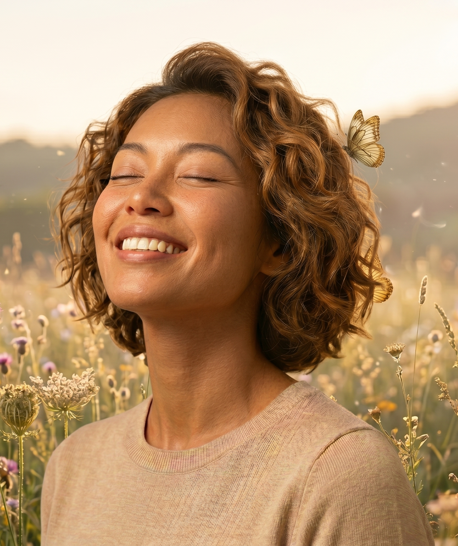 A person sitting calmly in a sunlit field — Vybz Health's continuous care between behavioral health sessions
